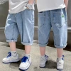 Summer 2022 new style of denim shorts for boys, loose and thin mid-length pants for boys, trendy children's summer pants details Picture